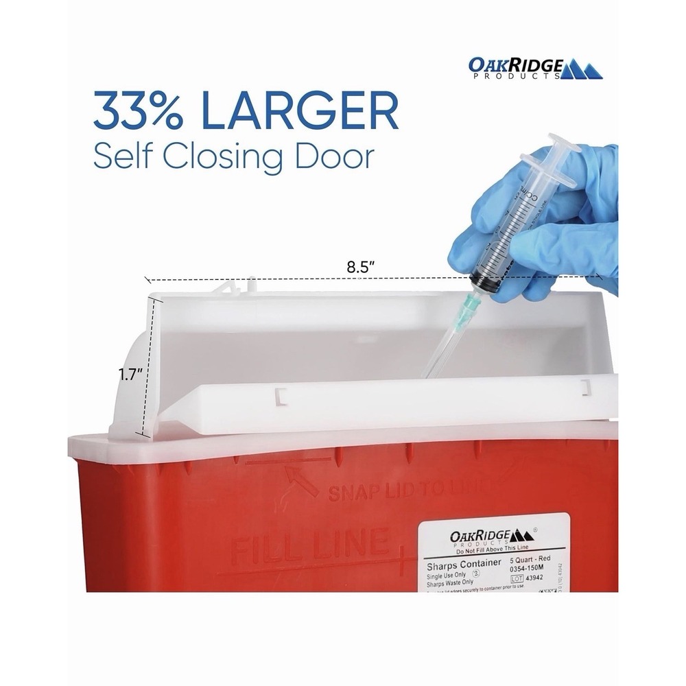 Oakridge Products Sharps Container for Home Use & Professional 5 Quart (2-Pack) - Picture 3 of 6